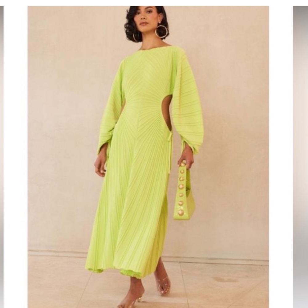 Cult Gaia Vibrant Lime Long Sleeve Dress